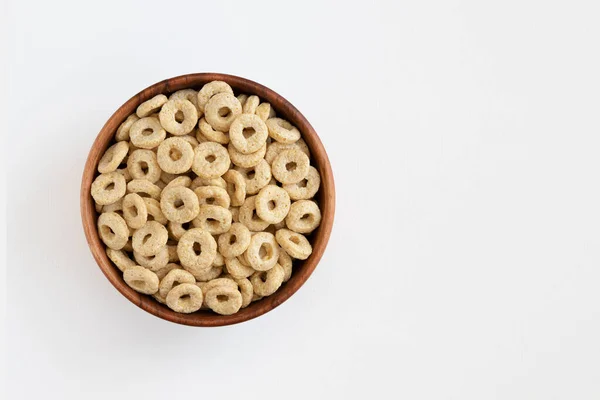 Cereales Cheerios Cuenco Aislado Sobre Fondo Blanco Plato Deliciosos Anillos — Foto de Stock