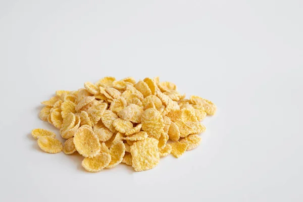 Cornflakes Isoliert Auf Weißem Hintergrund Lebensmittelzutat Gelbes Mais Getreide Zum — Stockfoto