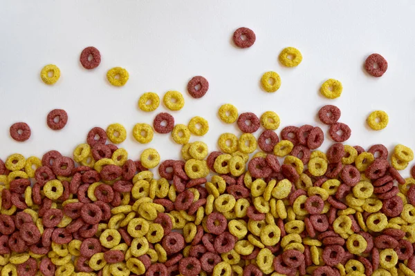 Deliciosos Anéis Aveia Cereal Grande Pilha Anéis Cereais Grão Inteiro — Fotografia de Stock