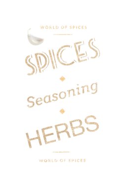 Baharatlar, baharat ve otlar beyaz zemin üzerine