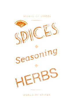 Baharatlar, baharat ve otlar beyaz zemin üzerine