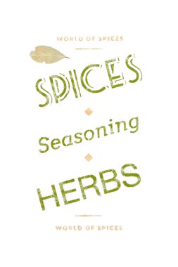 Baharatlar, baharat ve otlar beyaz zemin üzerine