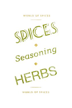 Baharatlar, baharat ve otlar beyaz zemin üzerine