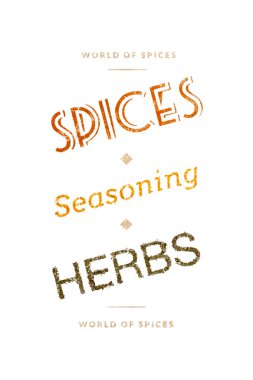 Baharatlar, baharat ve otlar beyaz zemin üzerine