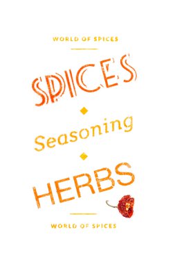 Baharatlar, baharat ve otlar beyaz zemin üzerine