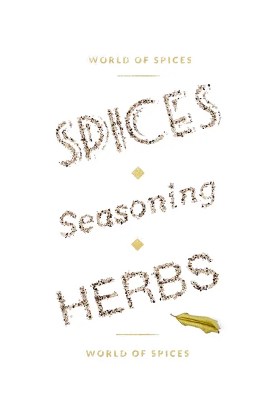 Baharatlar, baharat ve otlar beyaz zemin üzerine