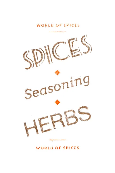 Baharatlar, baharat ve otlar beyaz zemin üzerine