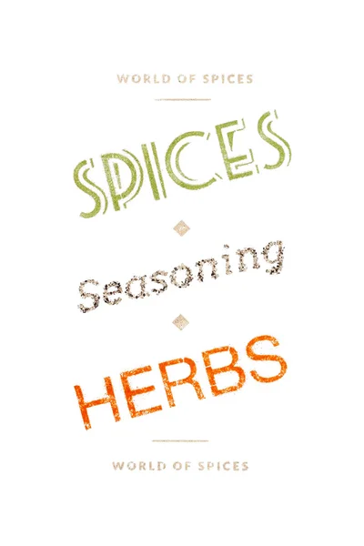 Baharatlar, baharat ve otlar beyaz zemin üzerine