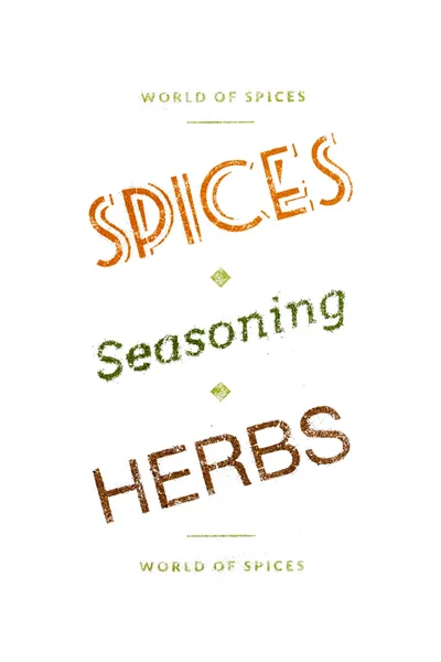 Baharatlar, baharat ve otlar beyaz zemin üzerine