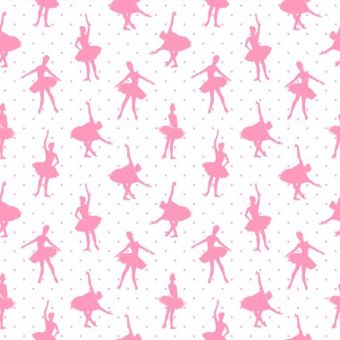 Pembe balerinler polka dot arka plan sorunsuz vektör desen