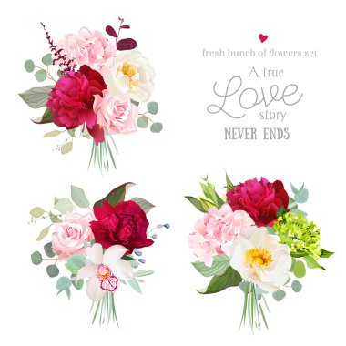 Gül, Şakayık, yeşil ve pembe ortanca, orch sürpriz demetleri