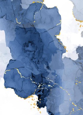 Klasik mavi suluboya sıvı vektör boyama kartı.