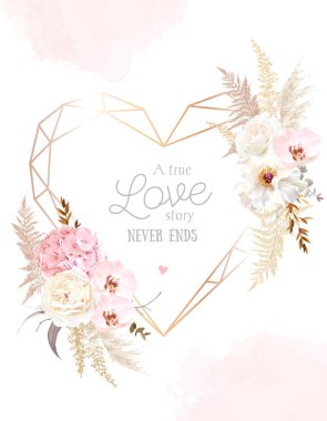 Çiçek geometrik kalp çizgisi sanat vektör tasarımı çerçevesi