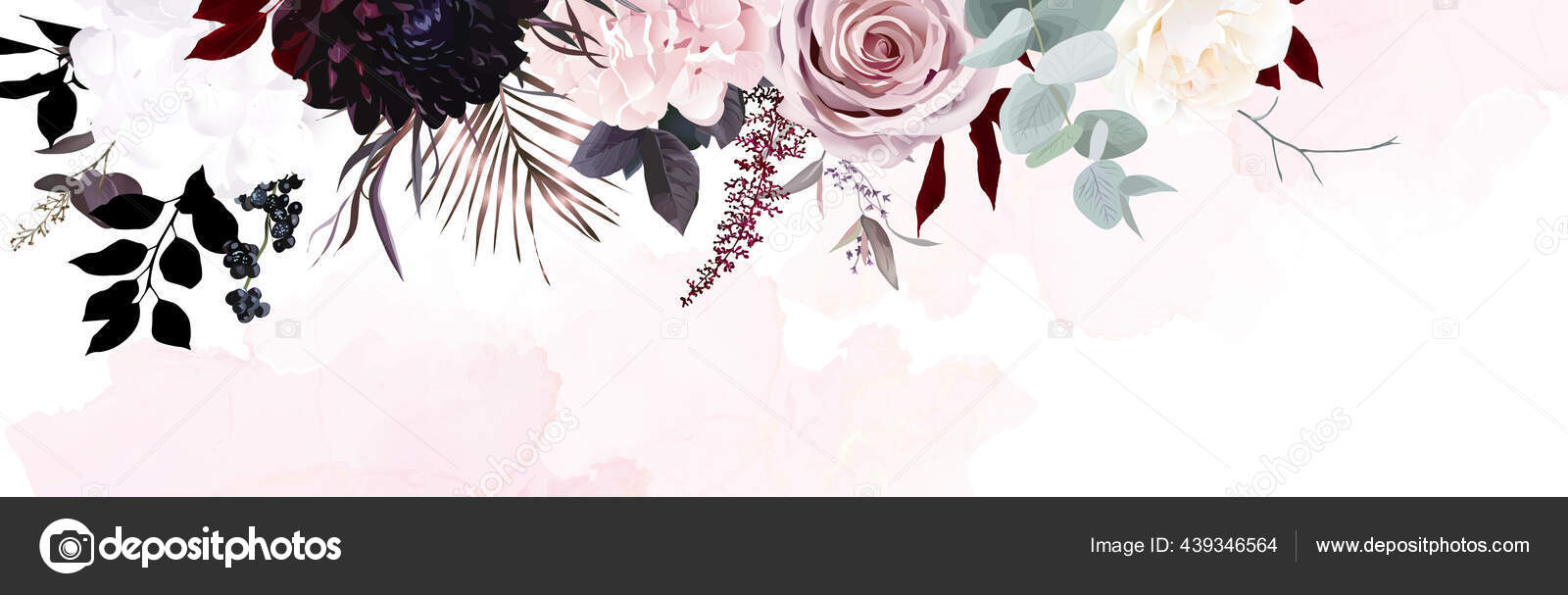 Pink Banner with White and Black Floral Paper Decor Stock Image