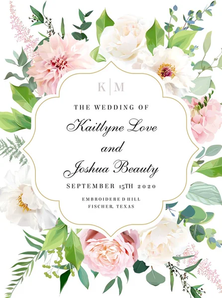 Cartão de casamento elegante com flores de verão — Vetor de Stock