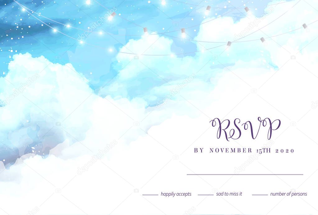Angelic heaven clouds vector design background with garlands