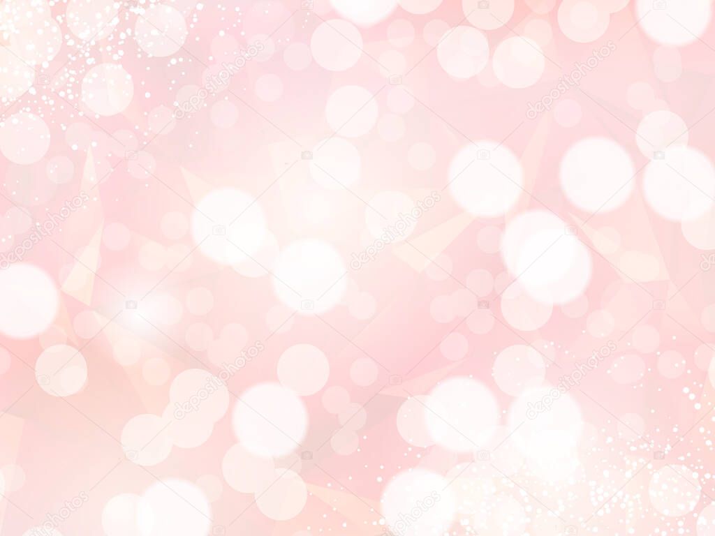 Stylish pink and gold glitter card. Bokeh clouds card