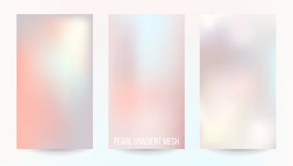 Placas de design de vetor de gradiente de malha pérola. Pastel fundos estilo aquarela —  Vetores de Stock