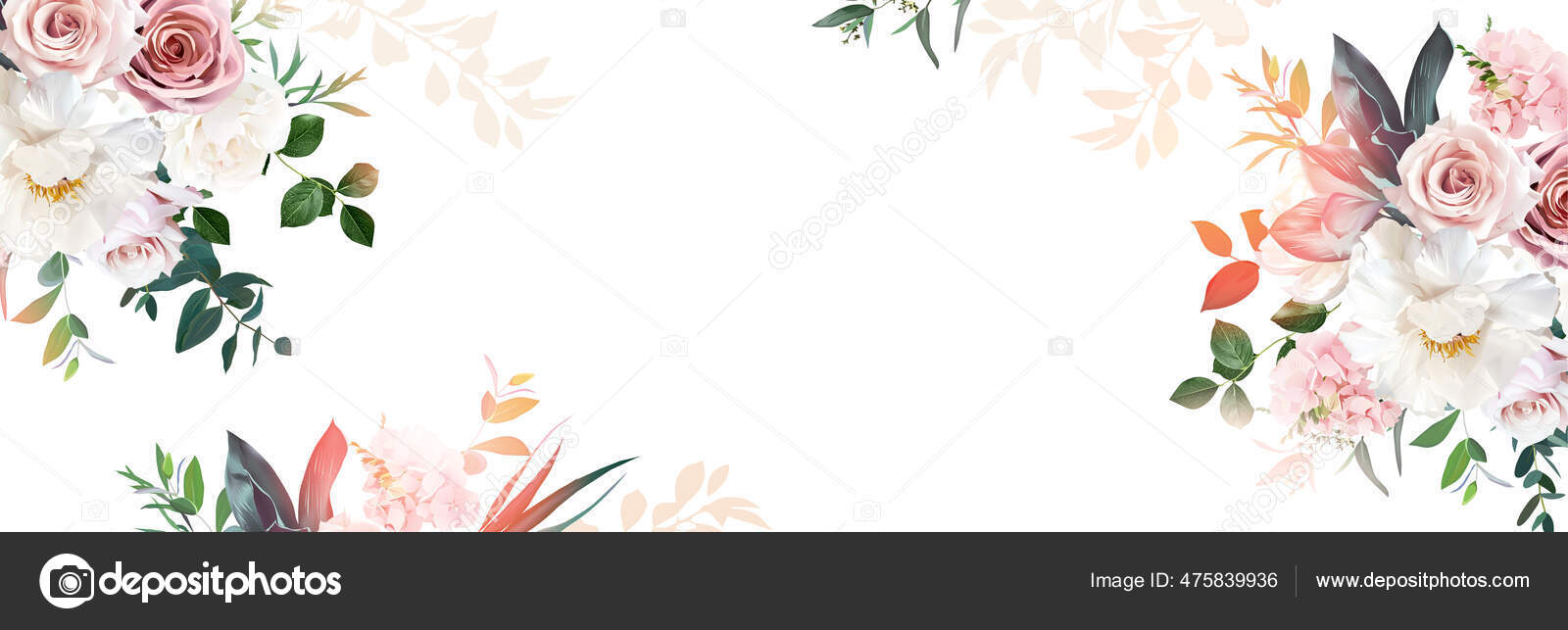 Floral banner arranged from leaves and flowers Stock Vector by