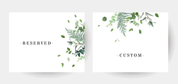 Herbal minimalist vector grenery watercolor wedding frames — Stock Vector