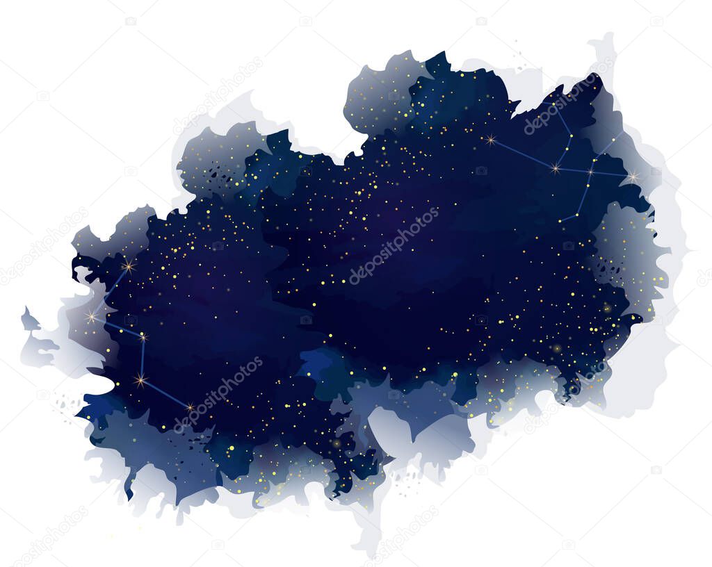 Magic night dark blue sky with sparkling stars vector wedding texture card