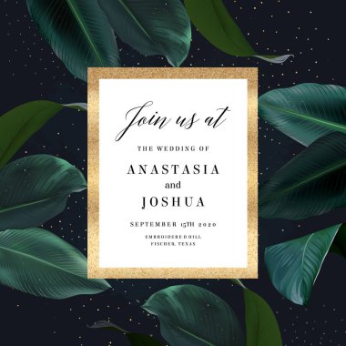 Egzotik zümrüt yapraklarından yapılmış tropik zarif bir çerçeve.