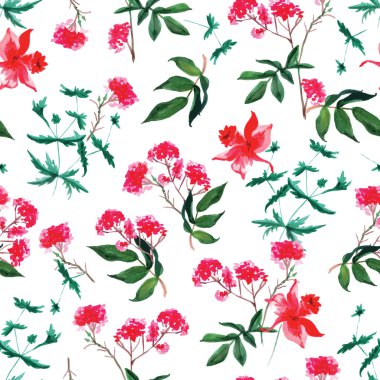 Çiçek demetleri suluboya sorunsuz vektör yazdırma