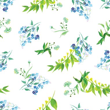 Çayır çiçek suluboya sorunsuz vektör yazdırma