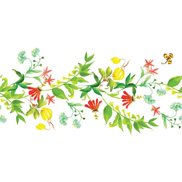 Flores de verano sin costuras banner vector horizontal — Vector de stock