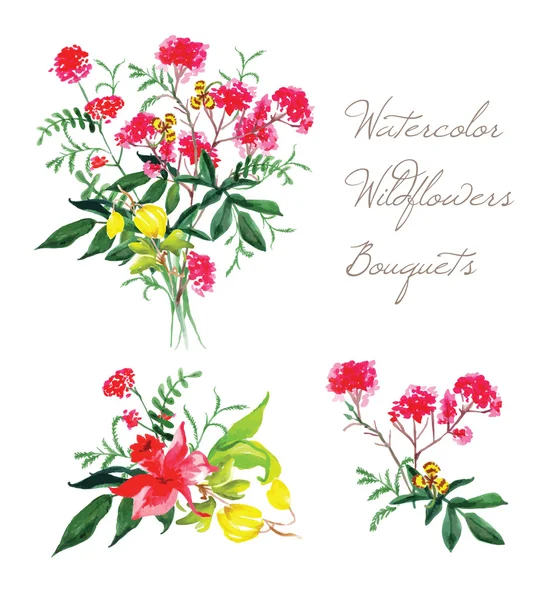 Akvarell våren blommor vektor designuppsättning — Stock vektor