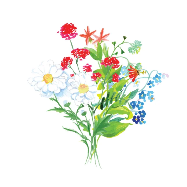 Kır çiçekleri buketi vektör tasarım kümesi — Stok Vektör