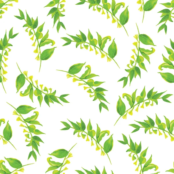 Green leaves watercolor seamless vector print — Stock Vector