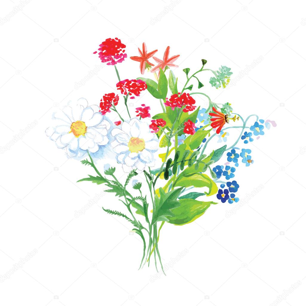 Polne kwiaty bukiet wektor wzór zestaw — Grafika wektorowa © lavendertime_ 71216983