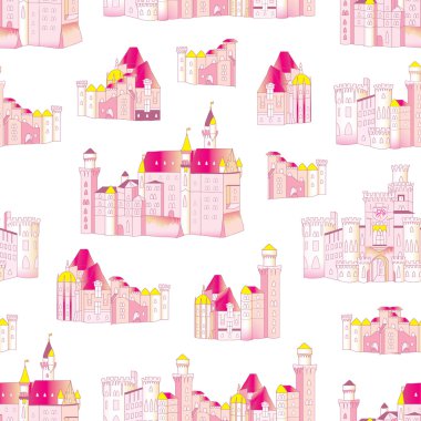 Prenses Ortaçağ kaleleri vektör seamless modeli