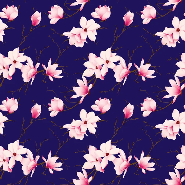 Spring magnolia naadloze vector patroon — Stockvector
