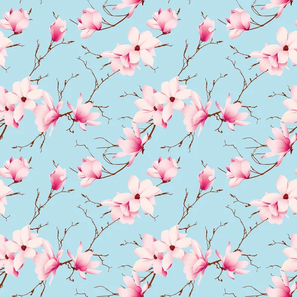 Primavera magnolia patrón de vectores sin costuras — Vector de stock