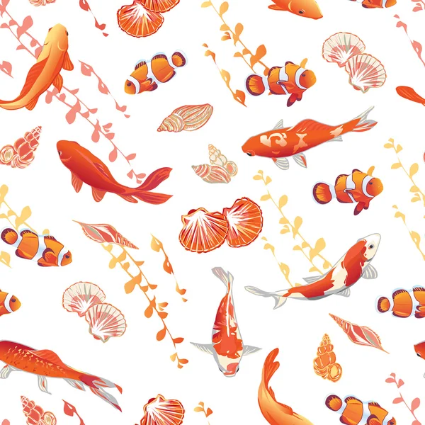 Sea world  seamless vector pattern — Stock Vector