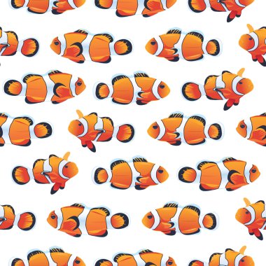 Tehlikede (palyaço balığı) shoal beyaz seamless modeli