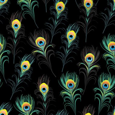 Tavus kuşu tüyü sorunsuz baskı siyah