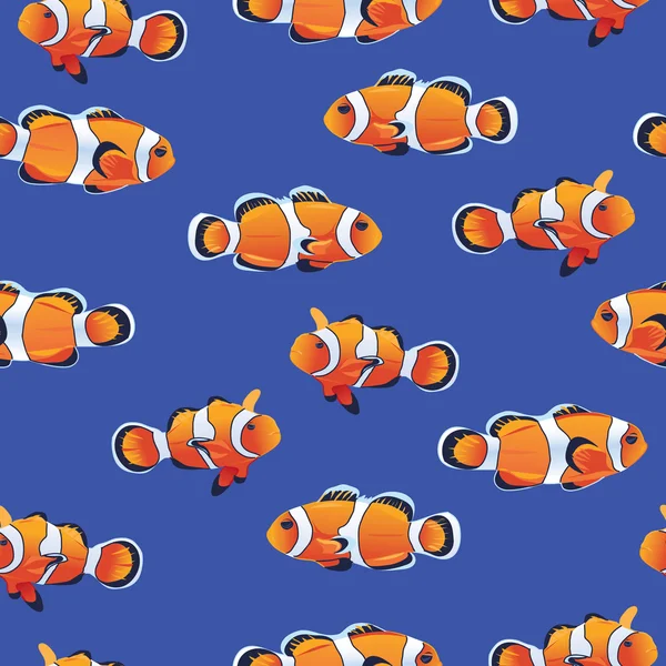 Amphiprioninae (Clownfish) blue seamless pattern — Stock Vector