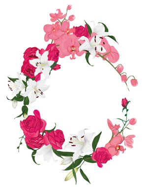 Çiçek süsleme yuvarlak çerçeve