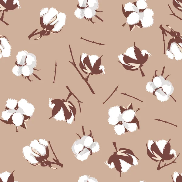 Bornes en coton beige motif vectoriel sans couture, fichier EPS10 — Image vectorielle