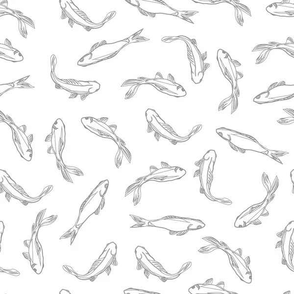 鱼中性轮廓无缝模式 — 图库矢量图片