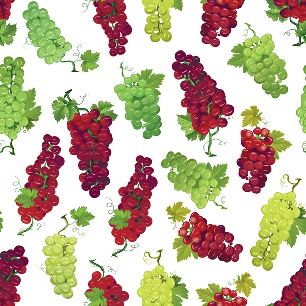 赤と緑のブドウのシームレスな印刷 — ストックベクタ