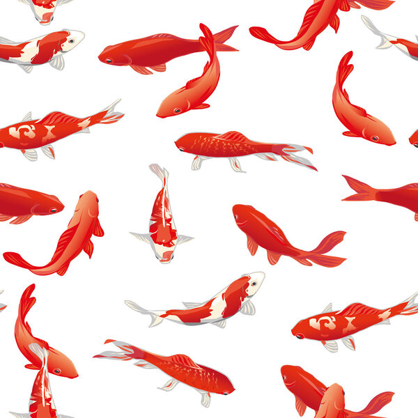 Red koi fishes seamless vector print