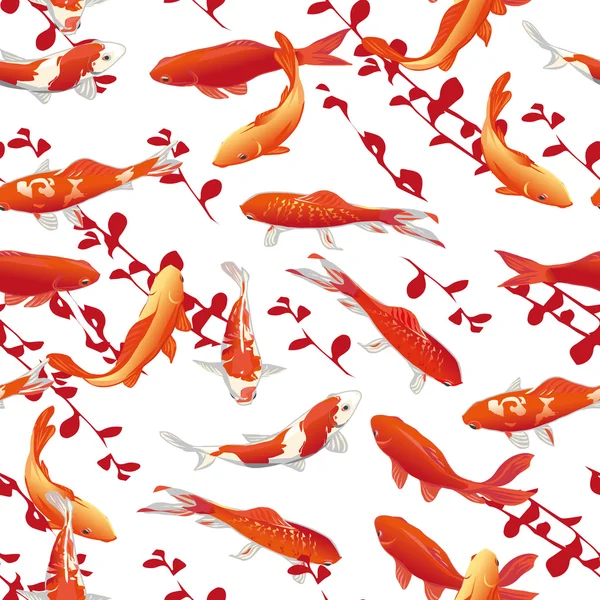 Red koi carps seamless vector print — Stock Vector