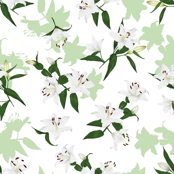 Lilies natural seamless background — Stock Vector