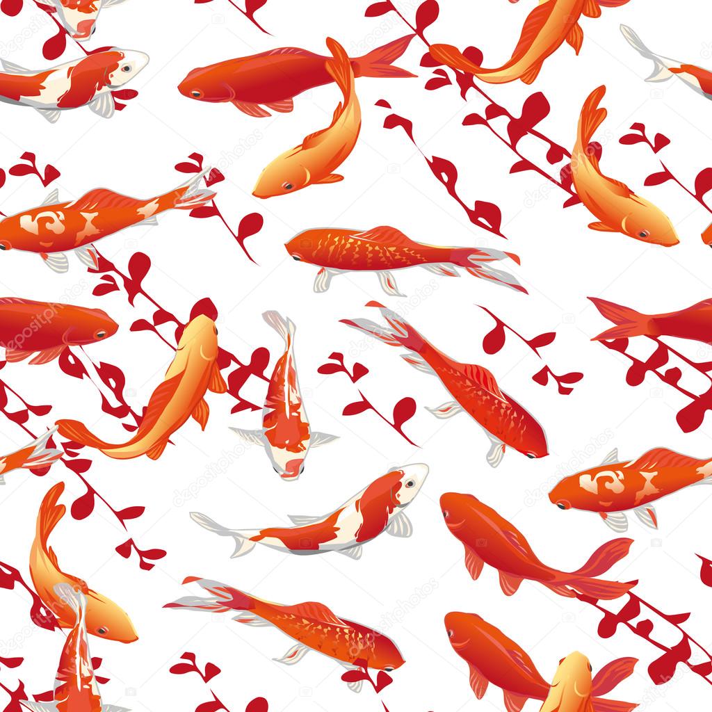 Red koi carps seamless vector print