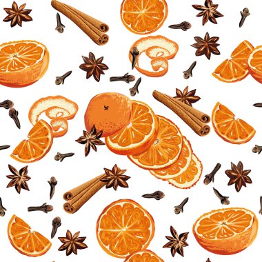 Mulled şarap ingridients sorunsuz arka plan, Eps10 dosya