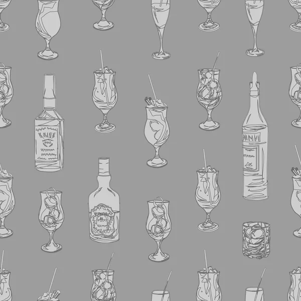 Cocktail party grey neutral seamless pattern — Stock Vector